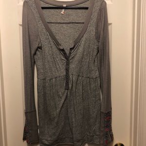 Free people embroidered sleeve tunic top